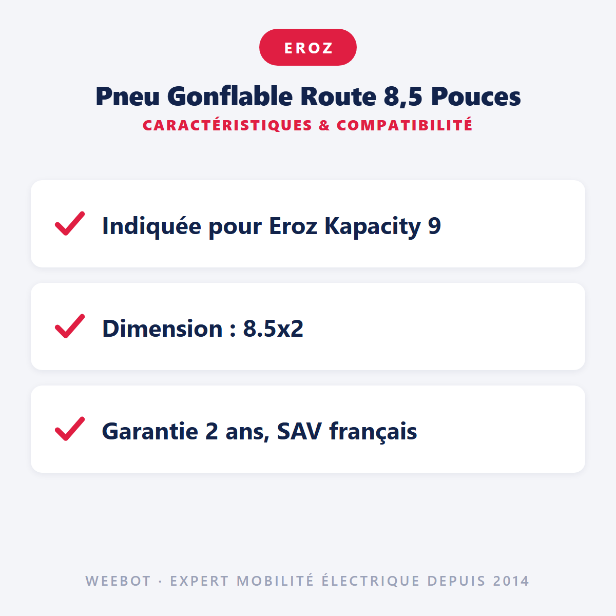 Pneu Gonflable Route 8,5 Pouces : caractéristiques et compatibilité