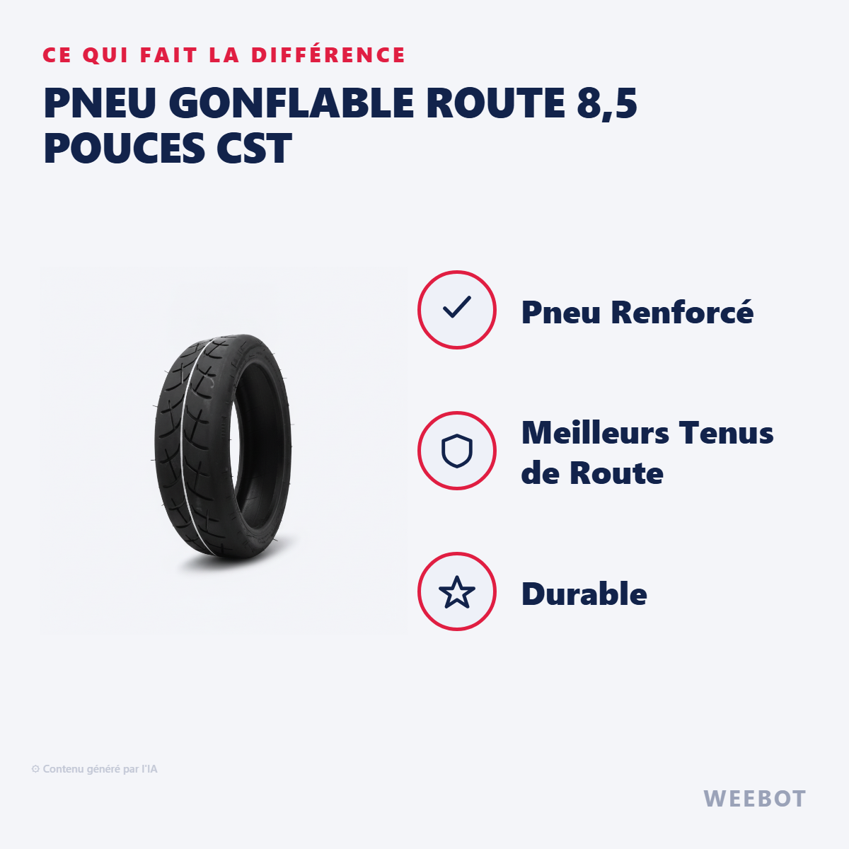 Pneu Gonflable Route 8,5 Pouces CST : les points forts