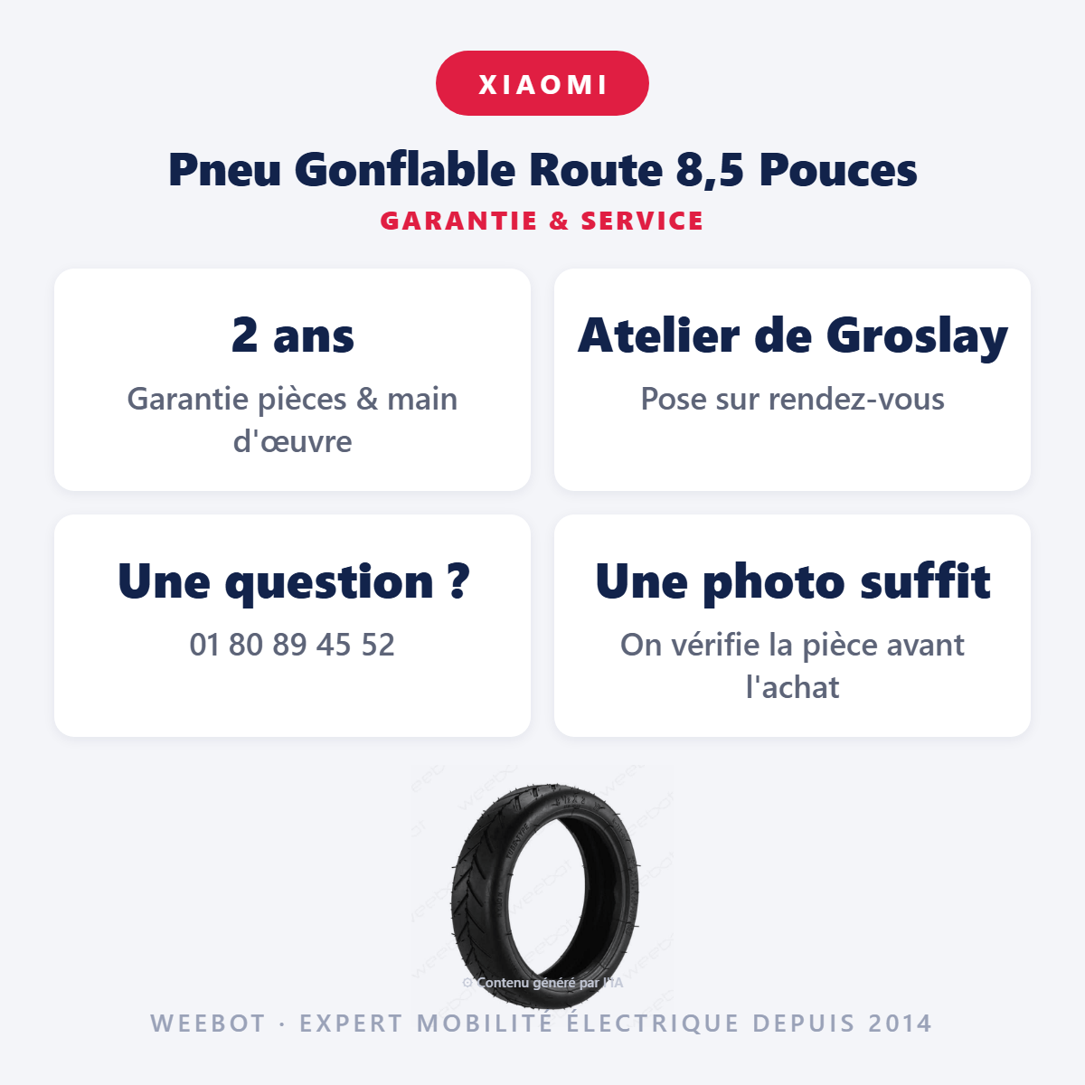 Pneu Gonflable Route 8,5 Pouces : garantie 2 ans et service après-vente