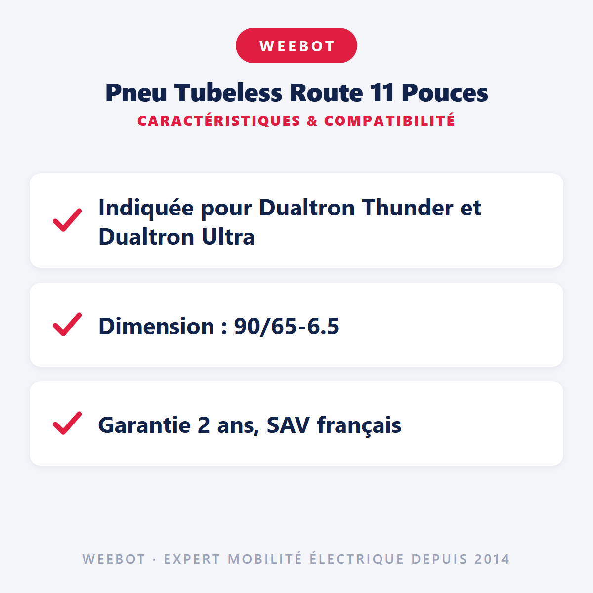 Pneu Tubeless Route 11 Pouces : caractéristiques et compatibilité