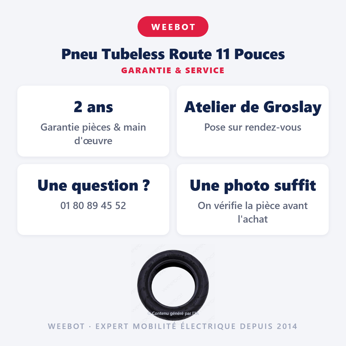 Pneu Tubeless Route 11 Pouces : garantie 2 ans et service après-vente