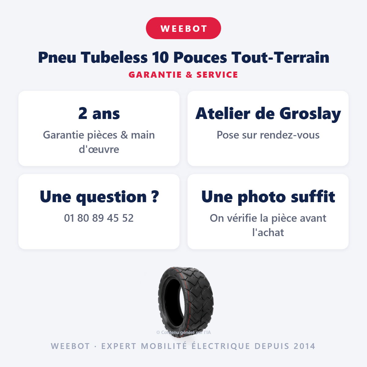 Pneu Tubeless 10 Pouces Tout-Terrain : garantie 2 ans et service après-vente