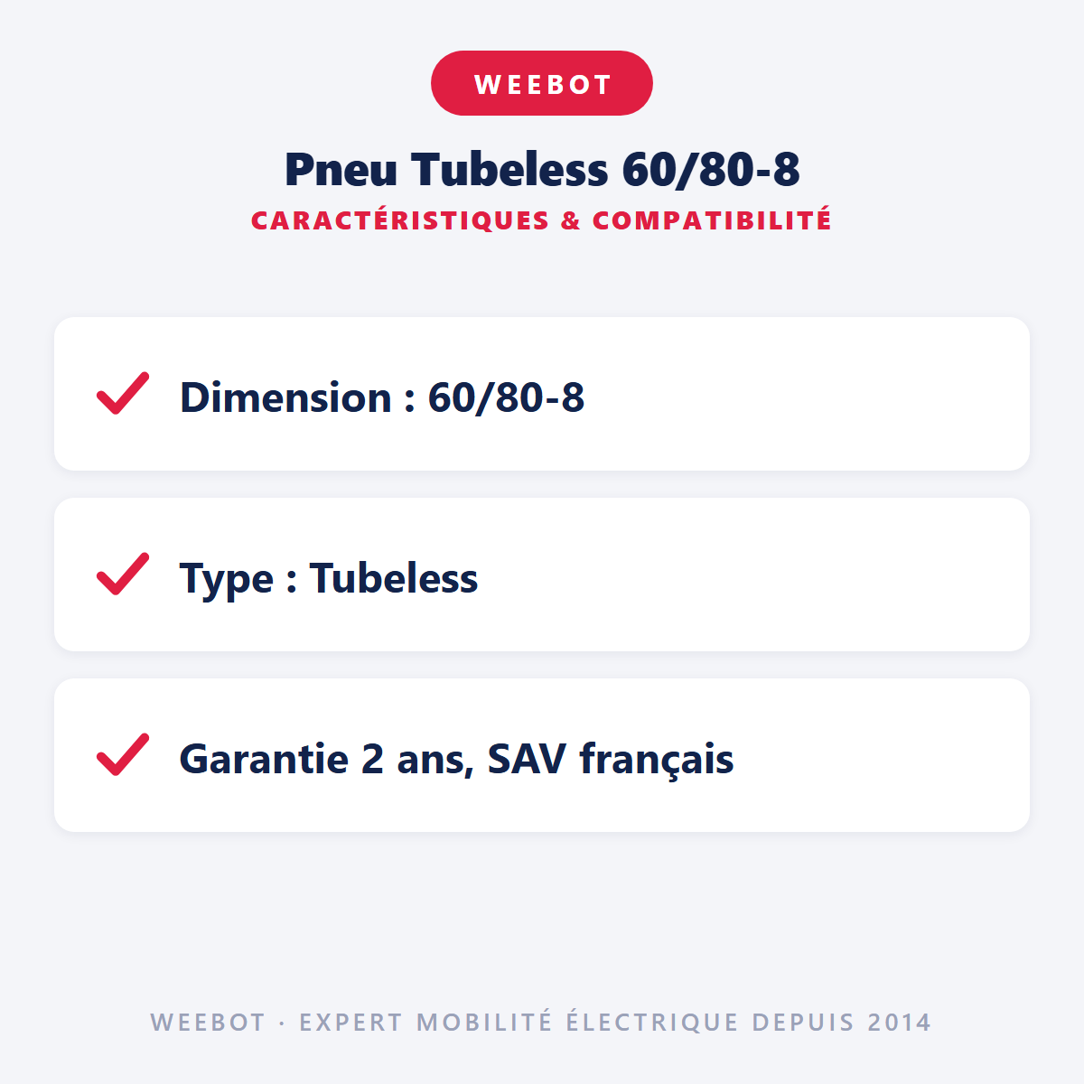 Pneu Tubeless 60/80-8 : caractéristiques et compatibilité