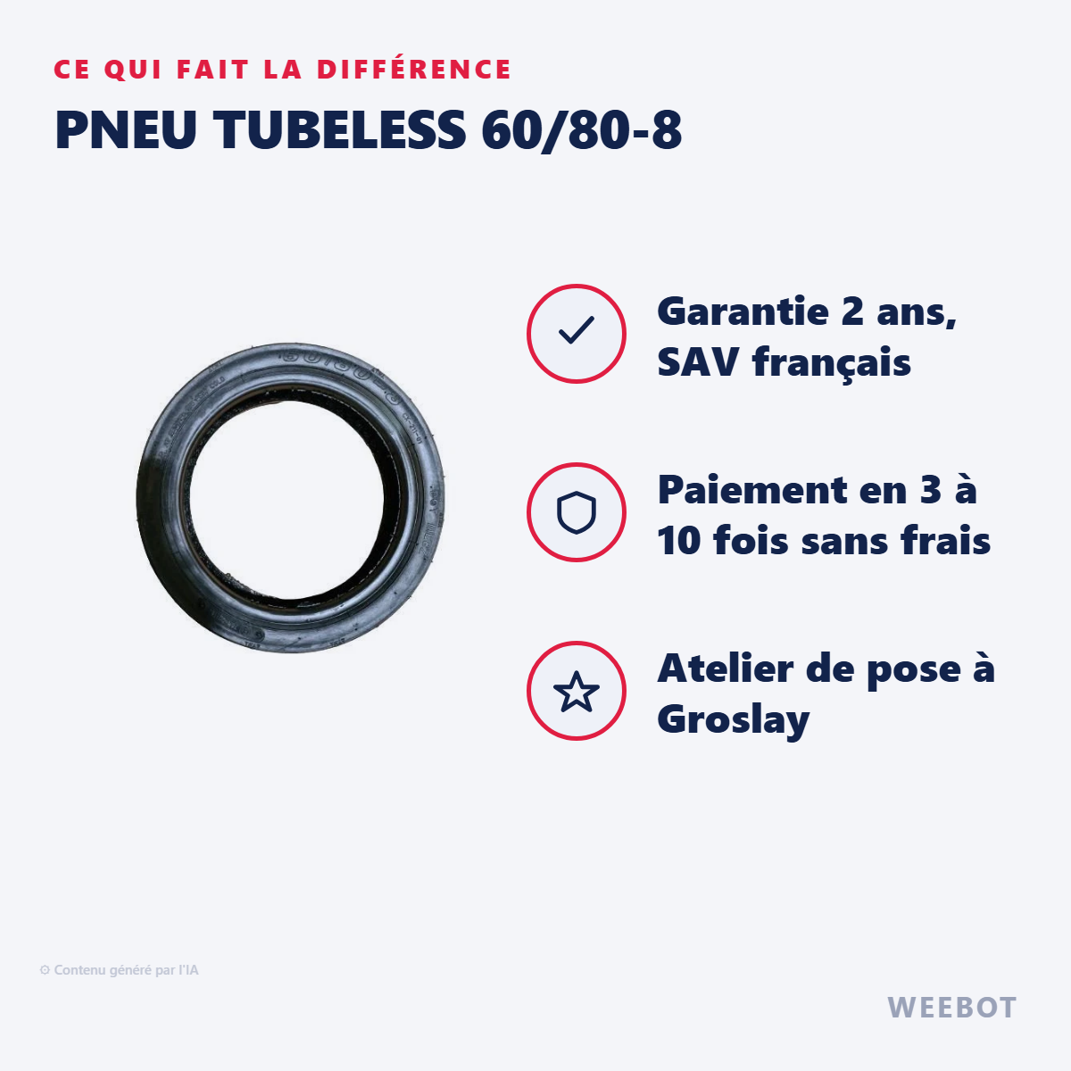 Pneu Tubeless 60/80-8 : les points forts