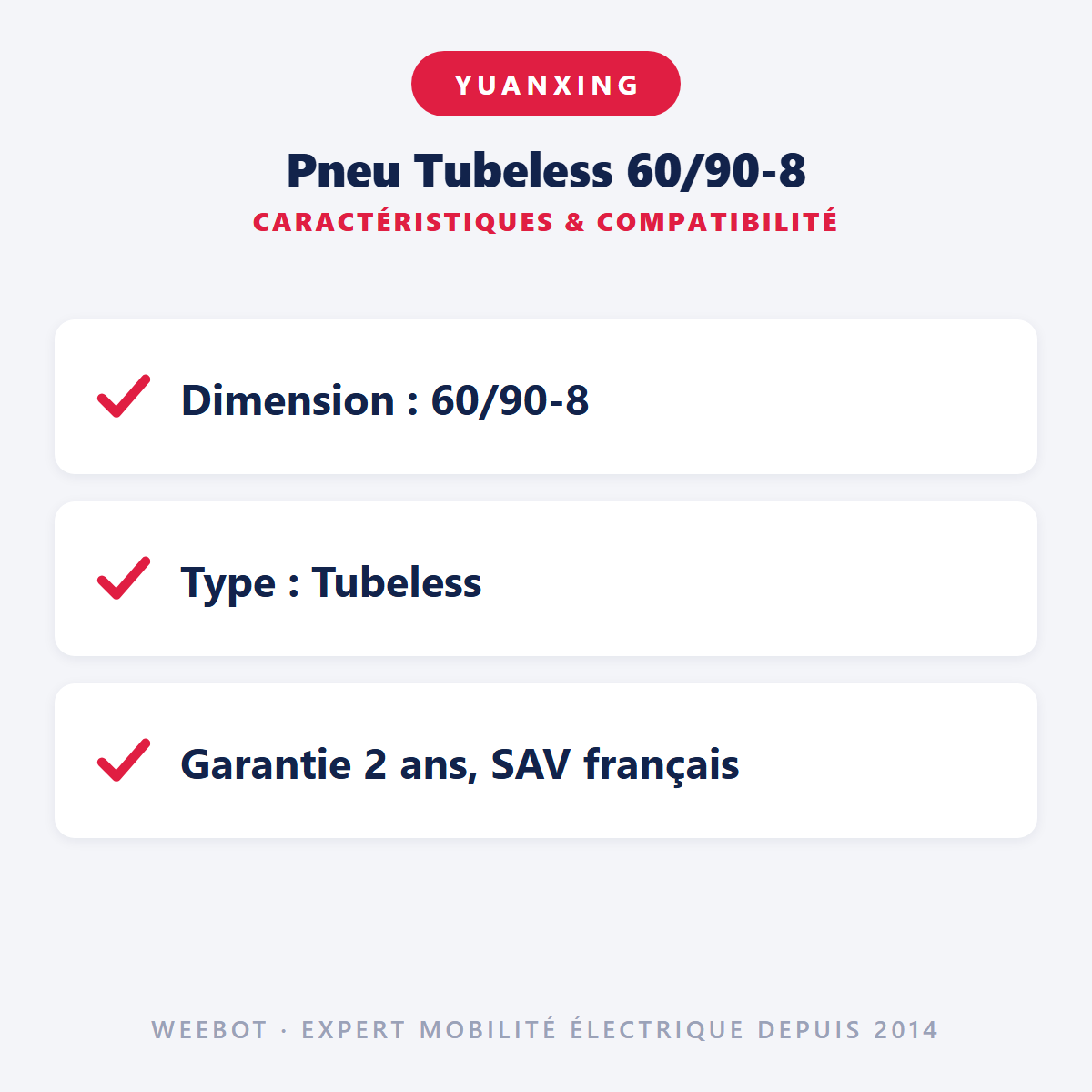 Pneu Tubeless 60/90-8 : caractéristiques et compatibilité