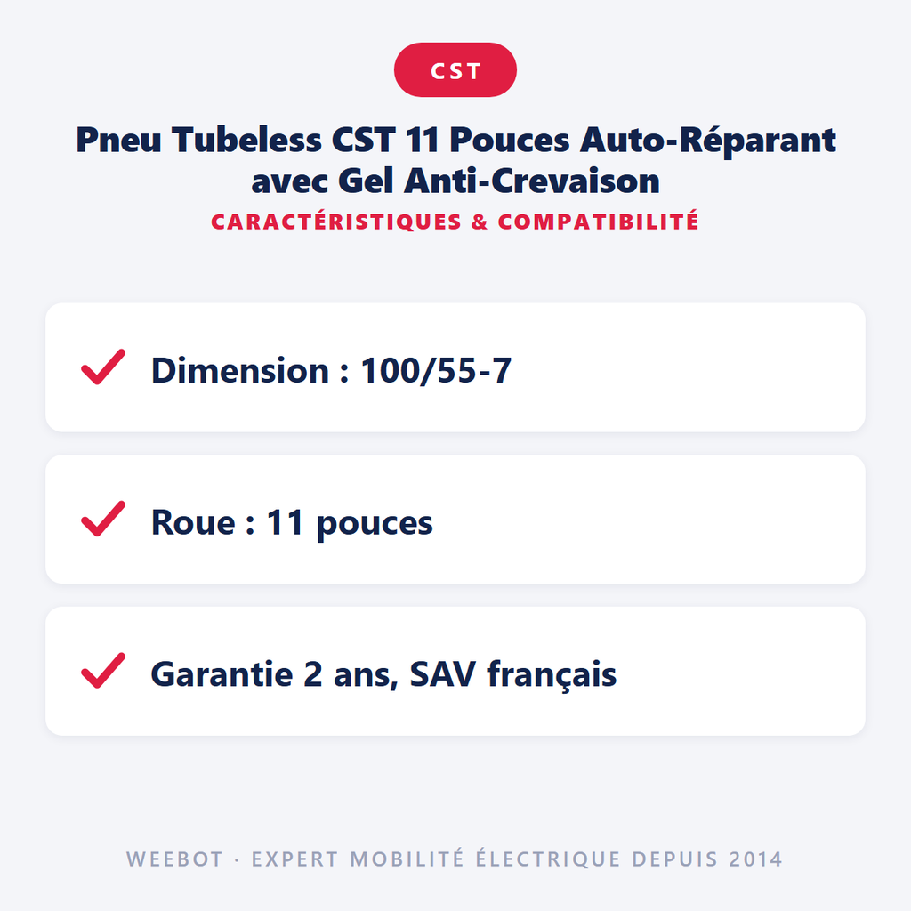 Pneu Tubeless CST 11 Pouces 100/55-7 - Pas Cher