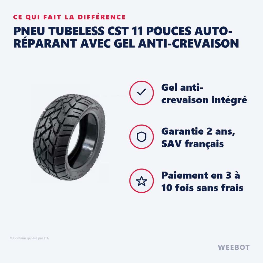 Pneu Tubeless CST 11 Pouces 100/55-7 - Pas Cher