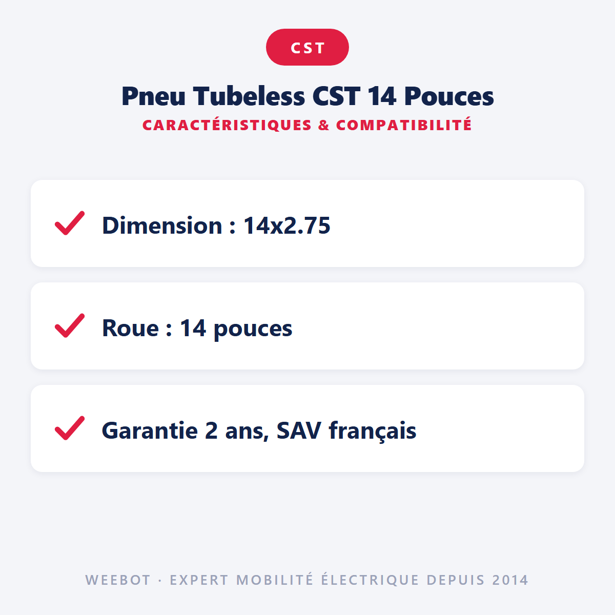 Pneu Tubeless CST 14 Pouces : caractéristiques et compatibilité