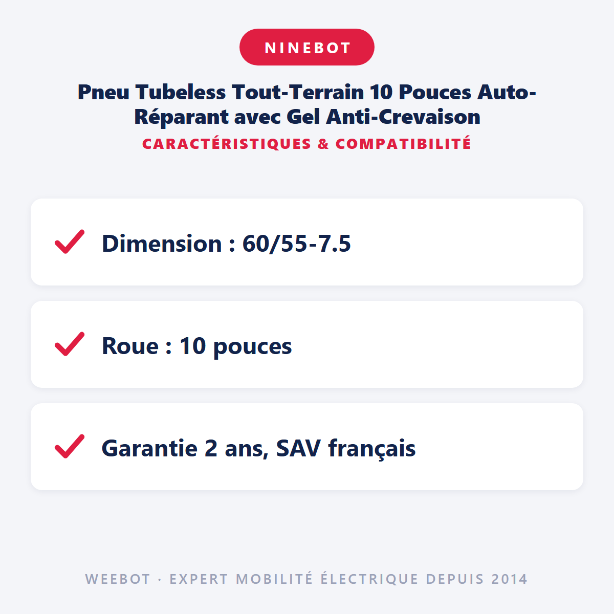 Pneu Tubeless Tout-Terrain 10 Pouces Auto-Réparant avec Gel Anti-Crevaison : caractéristiques et compatibilité