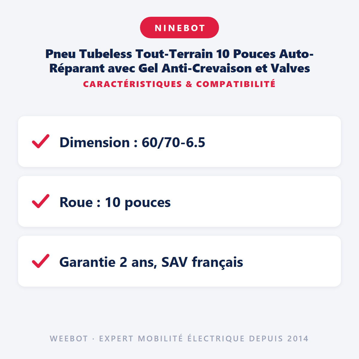 Pneu Tubeless Tout-Terrain 10 Pouces Auto-Réparant avec Gel Anti-Crevaison et Valves : caractéristiques et compatibilité