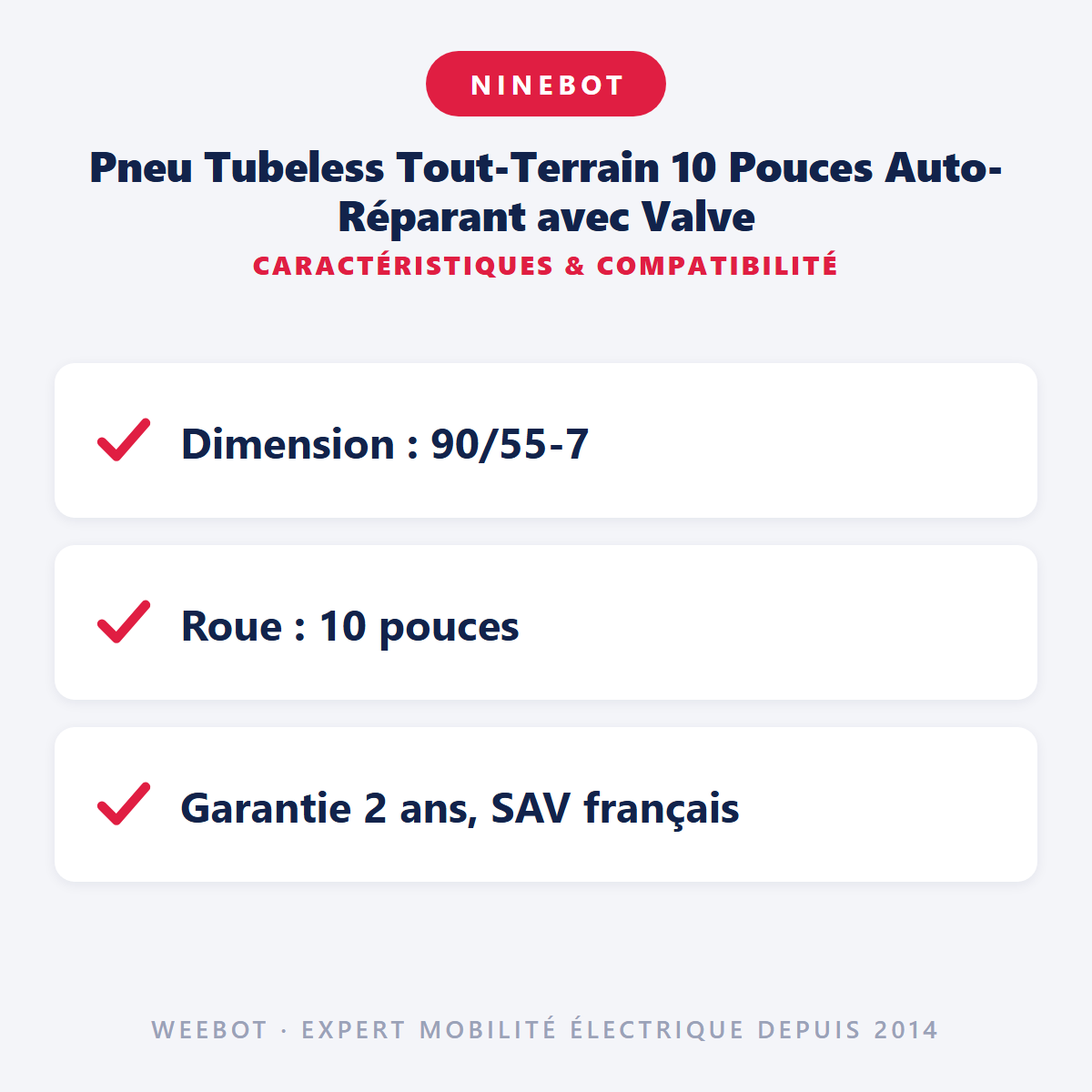 Pneu Tubeless Tout-Terrain 10 Pouces Auto-Réparant avec Valve : caractéristiques et compatibilité