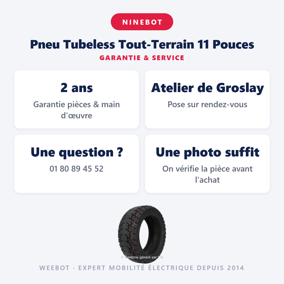 Pneu Tubeless Tout-Terrain 11 Pouces : garantie 2 ans et service après-vente