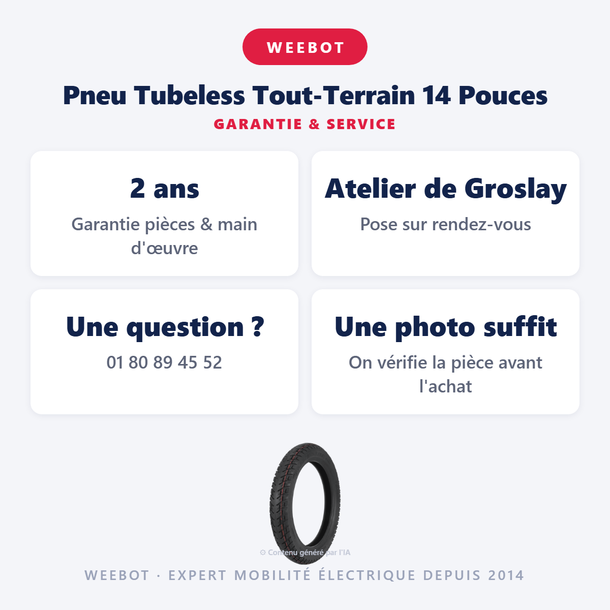 Pneu Tubeless Tout-Terrain 14 Pouces : garantie 2 ans et service après-vente