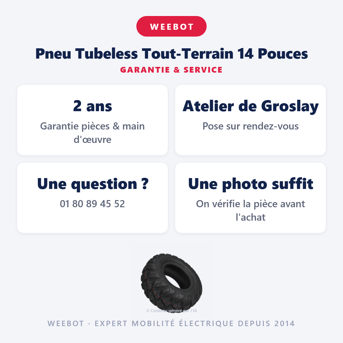 Pneu Tubeless Tout-Terrain 14 Pouces : garantie 2 ans et service après-vente