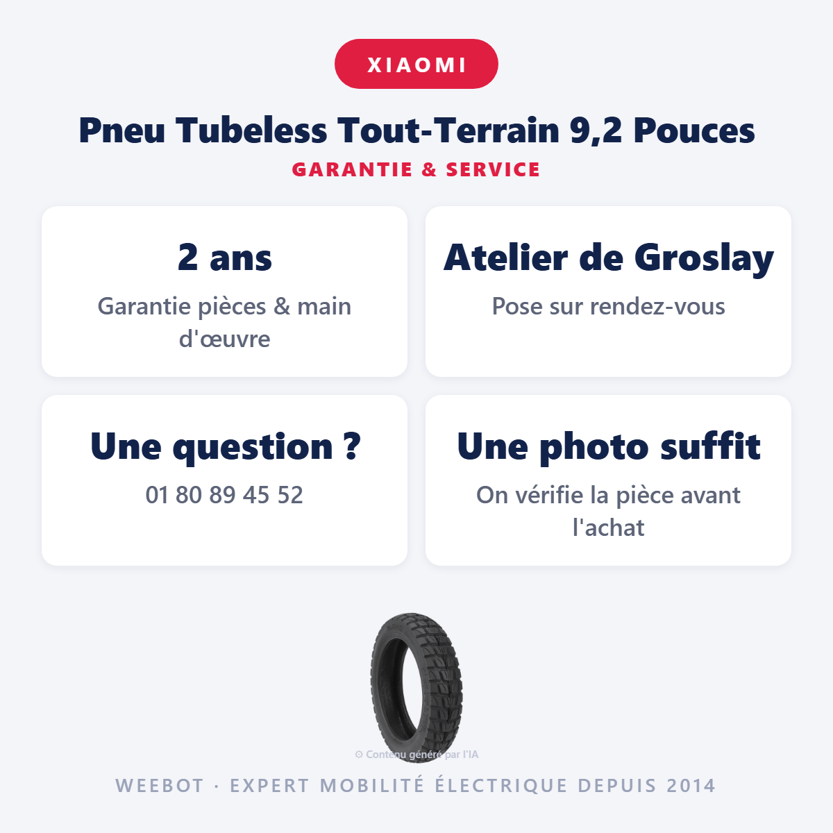 Pneu Tubeless Tout-Terrain 9,2 Pouces : garantie 2 ans et service après-vente
