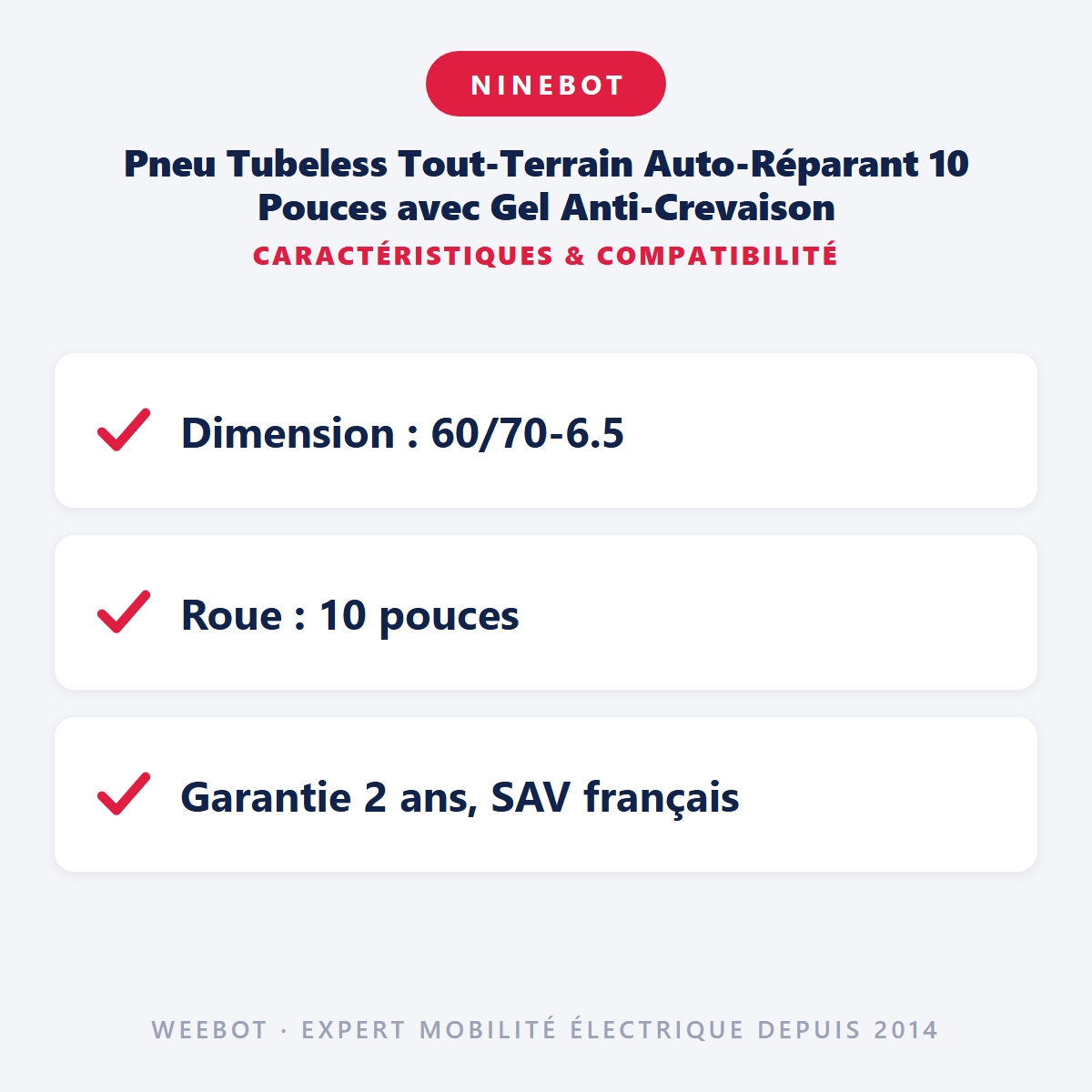 Pneu Tubeless Tout-Terrain Auto-Réparant 10 Pouces avec Gel Anti-Crevaison : caractéristiques et compatibilité