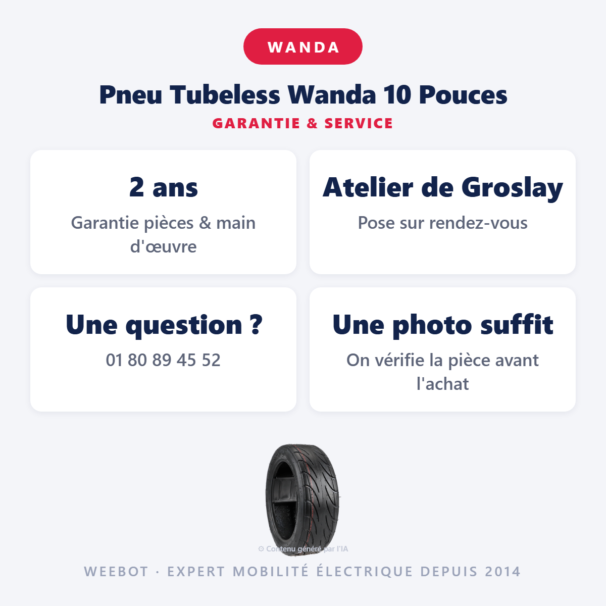 Pneu Tubeless Wanda 10 Pouces : garantie 2 ans et service après-vente