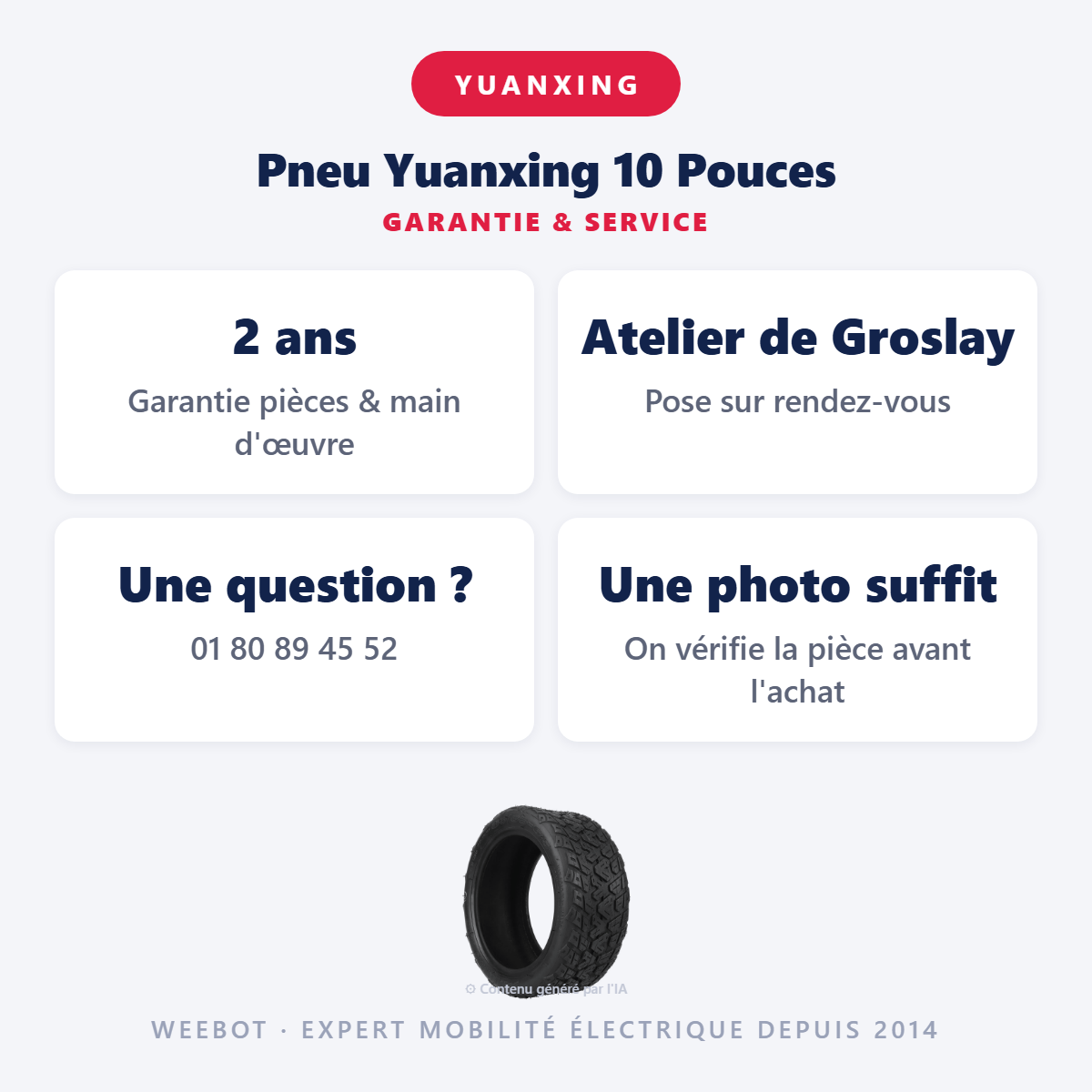 Pneu Yuanxing 10 Pouces : garantie 2 ans et service après-vente