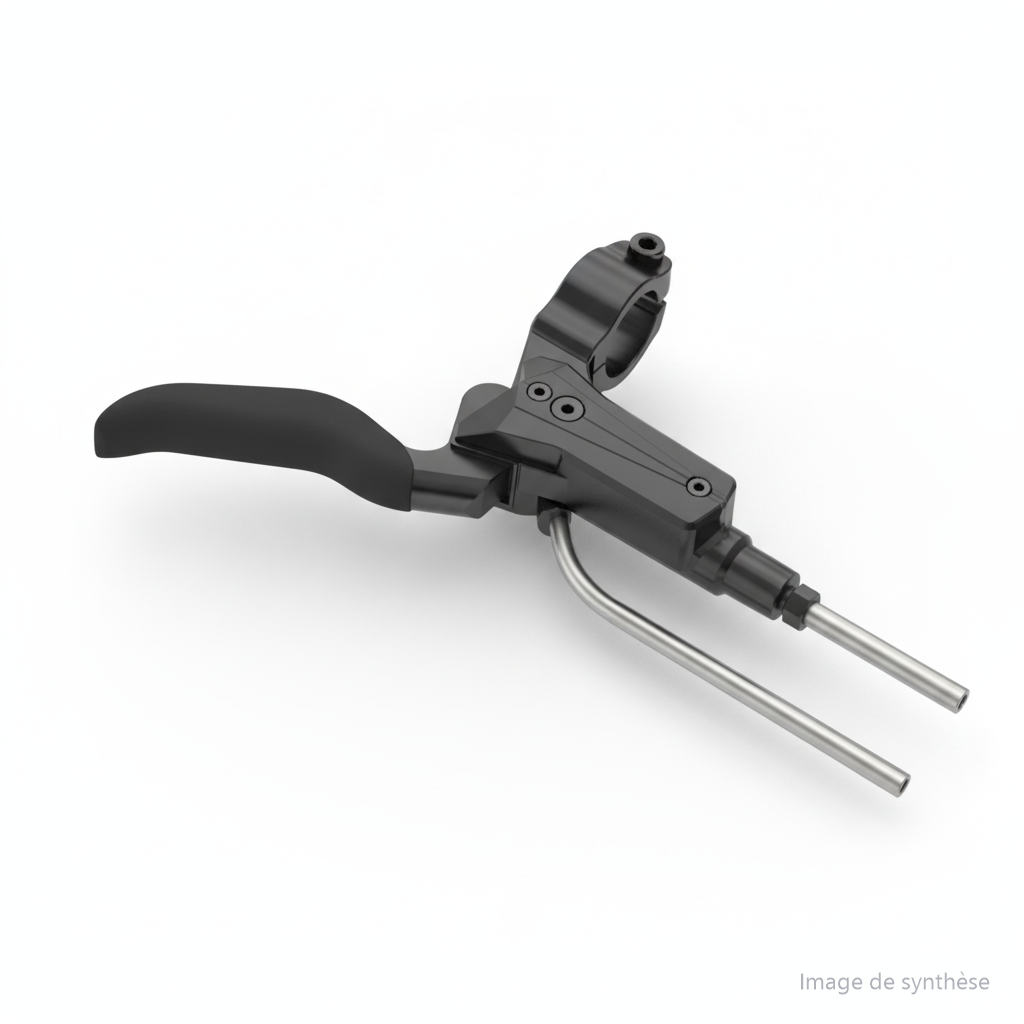 Illustration d'une poignée de frein hydraulique droite avec câble pour trottinette électrique Dualtron Storm