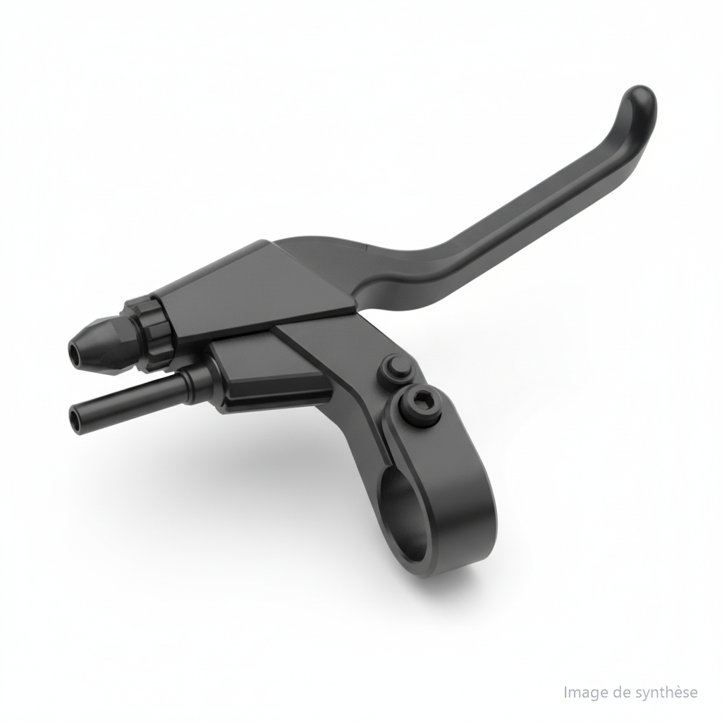 Dessin technique d'une poignée de frein hydraulique droite de trottinette électrique Dualtron Victor Luxury Plus