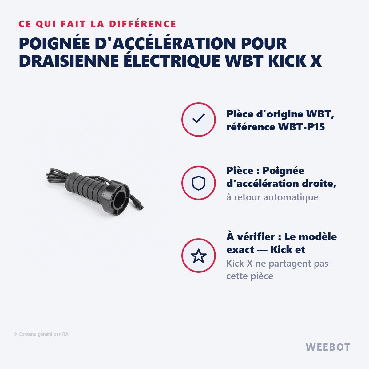 Poignée d'Accélération pour Draisienne Électrique WBT Kick X - Weebot