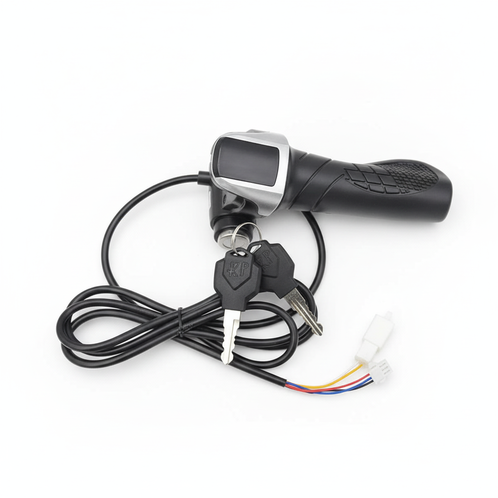 Poignée d'Accélération Rotative 36V avec Écran LCD et Clé de Contact, vue 3