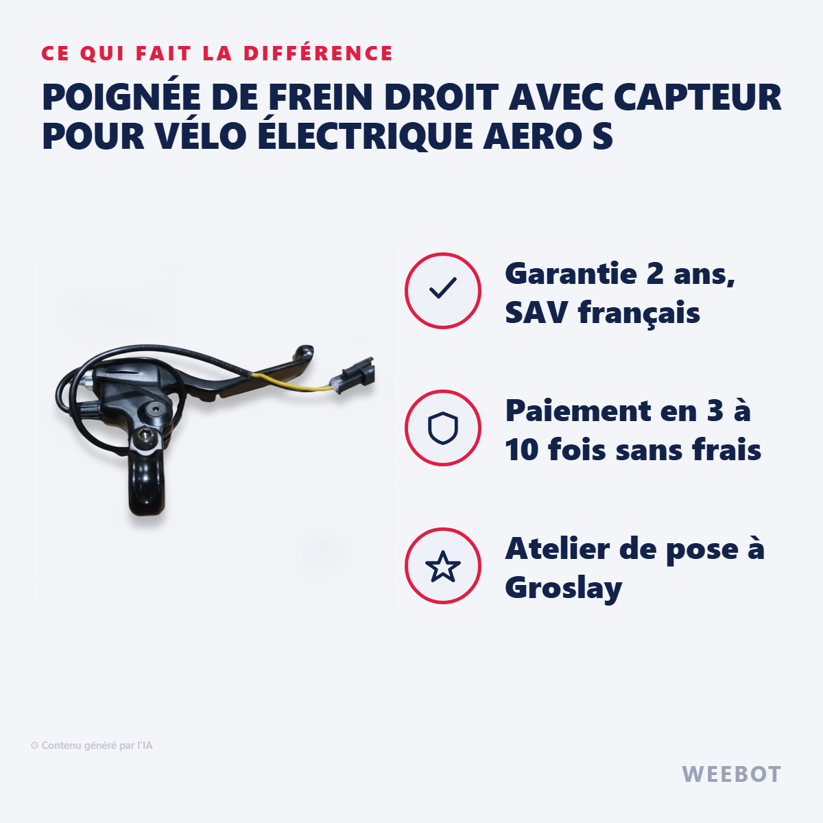 Poignée de Frein Droit avec Capteur pour Vélo Électrique Aero S : les points forts