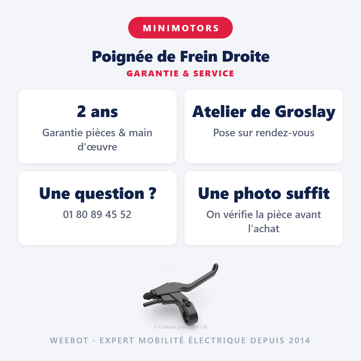 Poignée de Frein Droite : garantie 2 ans et service après-vente