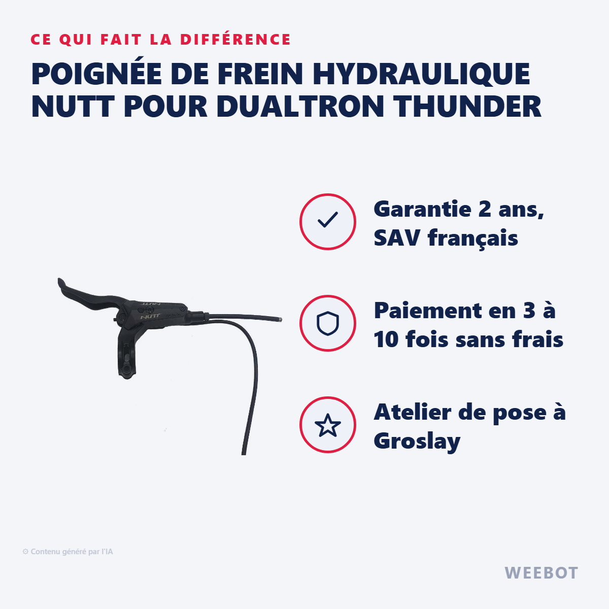 Poignée de Frein Hydraulique Nutt pour Dualtron Thunder : les points forts