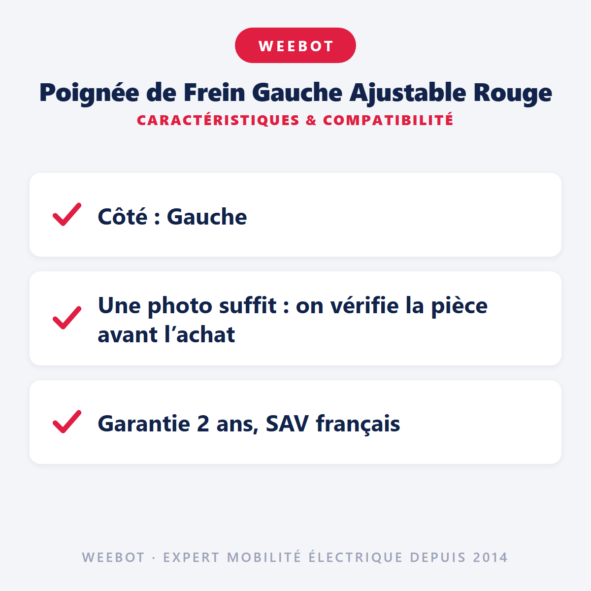 Poignée de Frein Gauche Ajustable Rouge : caractéristiques et compatibilité