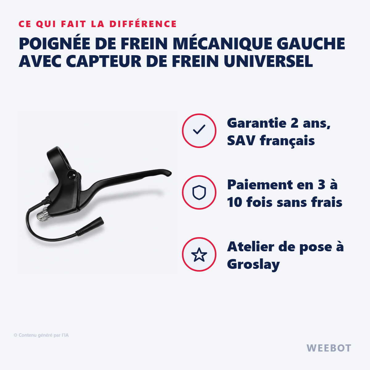 Poignée de Frein Mécanique Gauche avec Capteur de Frein Universel : les points forts