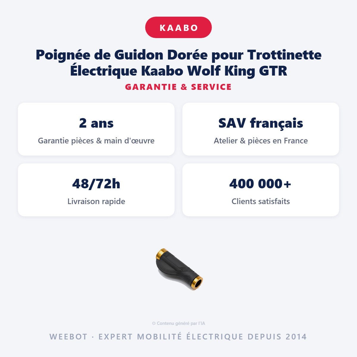 Poignée de Guidon Dorée pour Trottinette Électrique Kaabo Wolf King GTR - Weebot