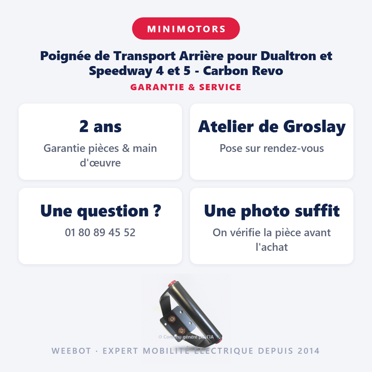 Poignée de Transport Arrière pour Dualtron et Speedway 4 et 5 - Carbon Revo : garantie 2 ans et service après-vente
