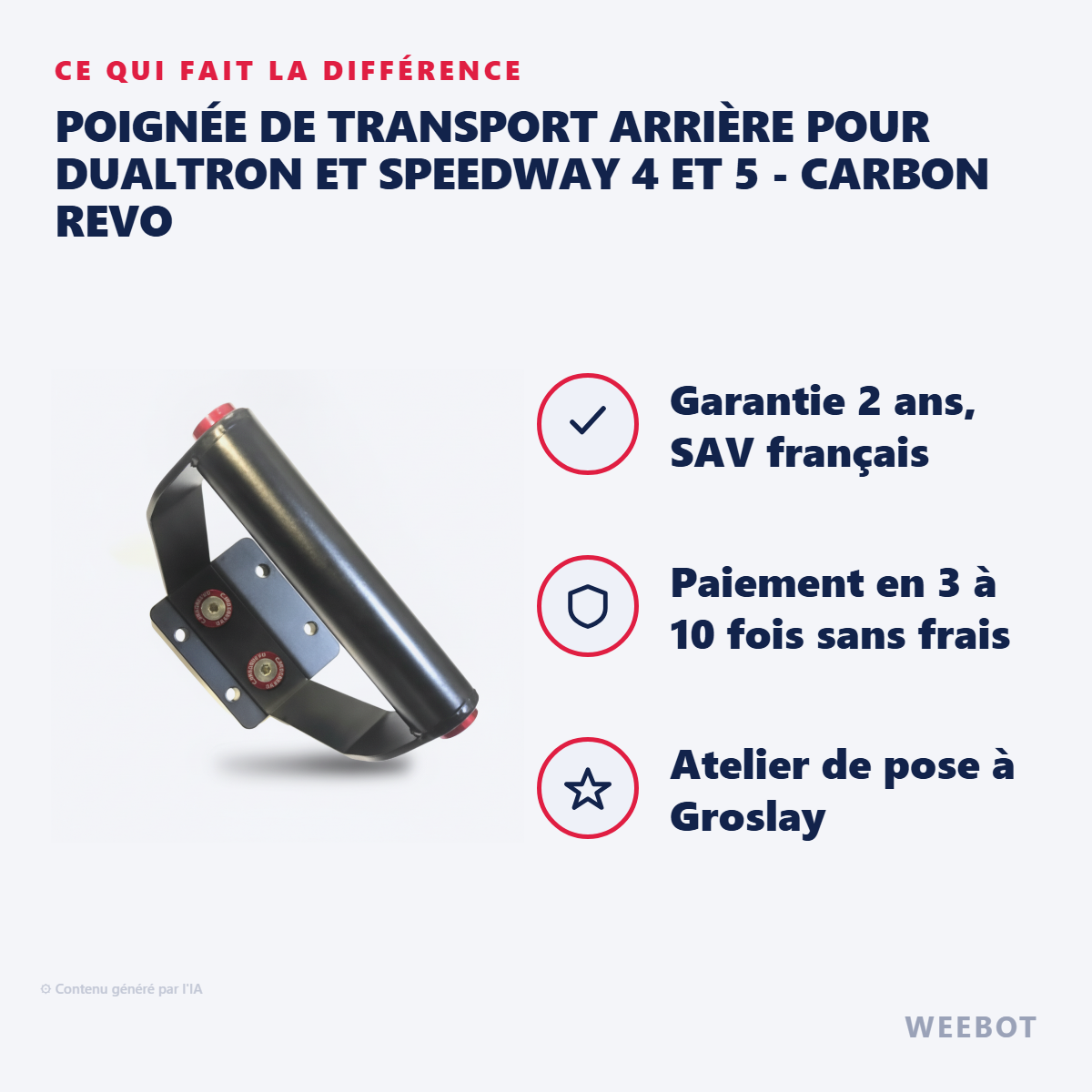 Poignée de Transport Arrière pour Dualtron et Speedway 4 et 5 - Carbon Revo : les points forts