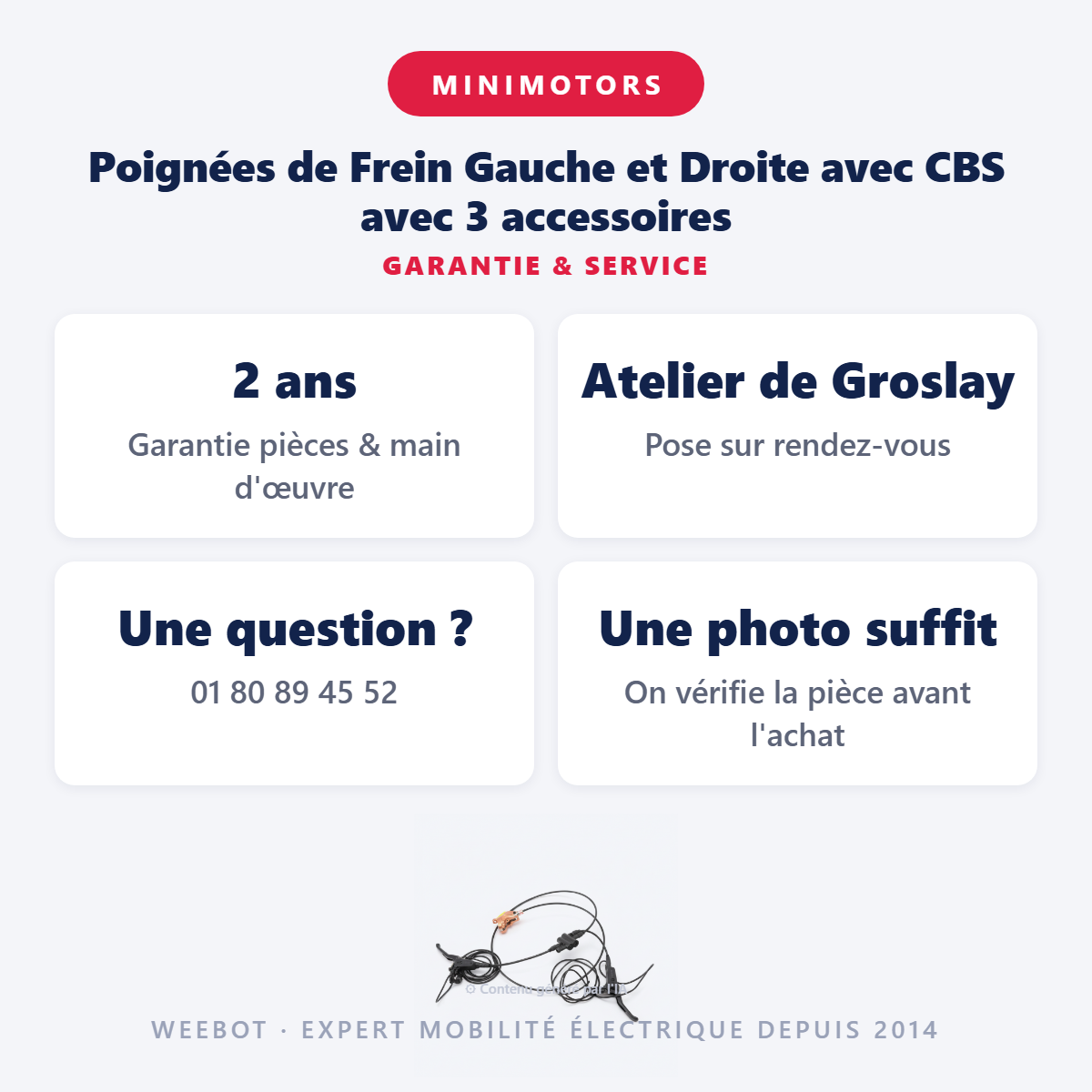 Poignées de Frein Gauche et Droite avec CBS avec 3 accessoires : garantie 2 ans et service après-vente