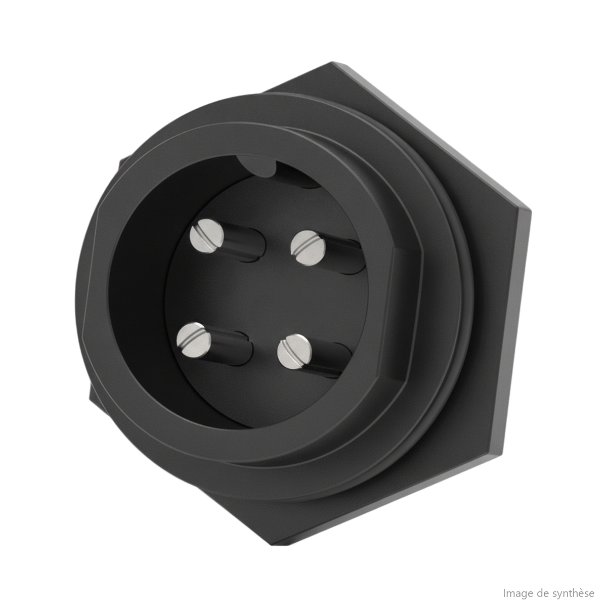 Schéma en perspective d'un port de charge 4 broches pour trottinette électrique Dualtron