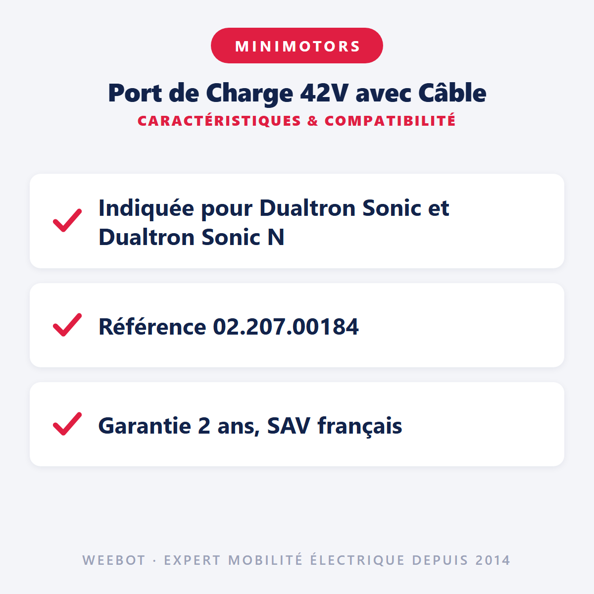 Port de Charge 42V avec Câble : caractéristiques et compatibilité