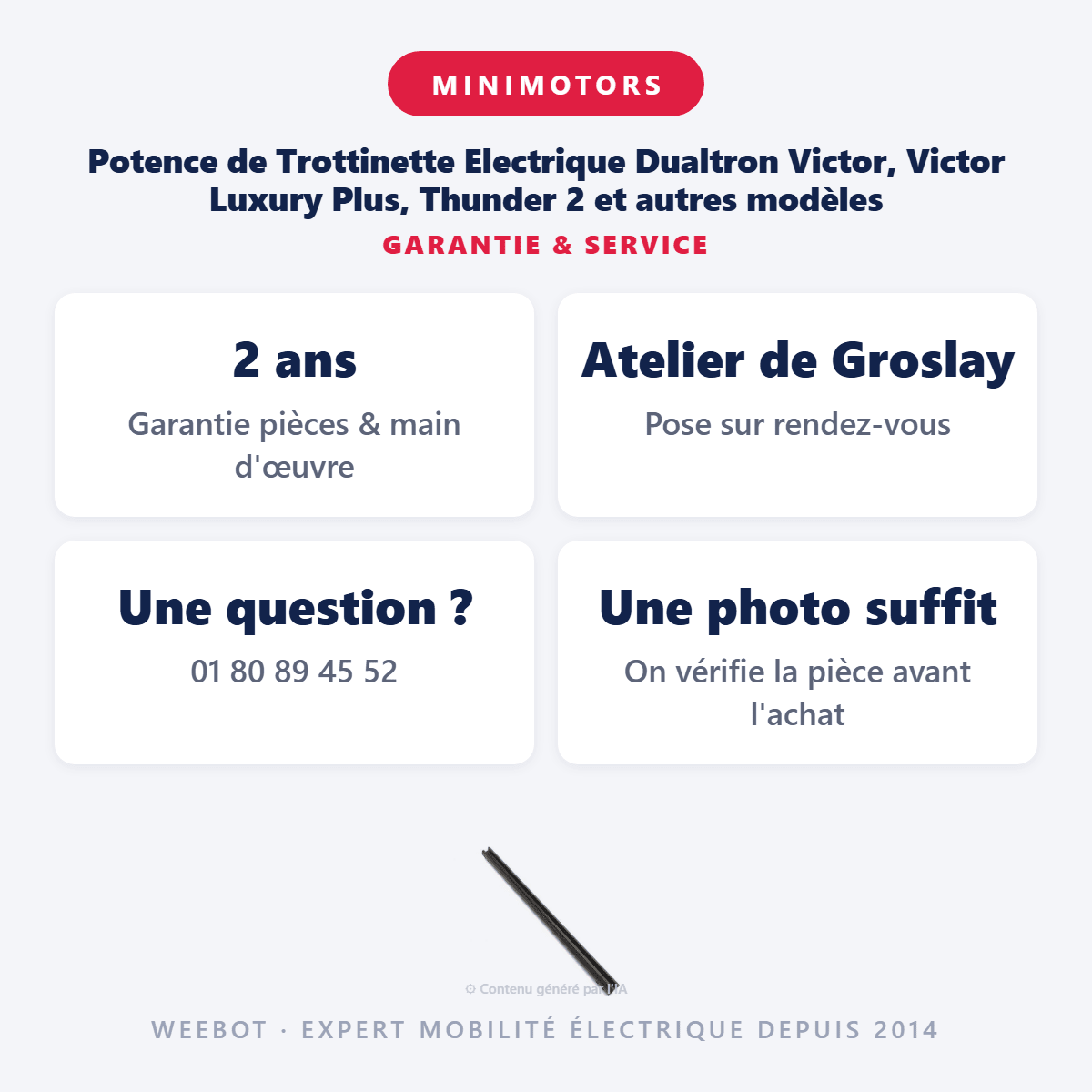 Potence de Trottinette Electrique Dualtron Victor, Victor Luxury Plus, Thunder 2 et autres modèles - Weebot