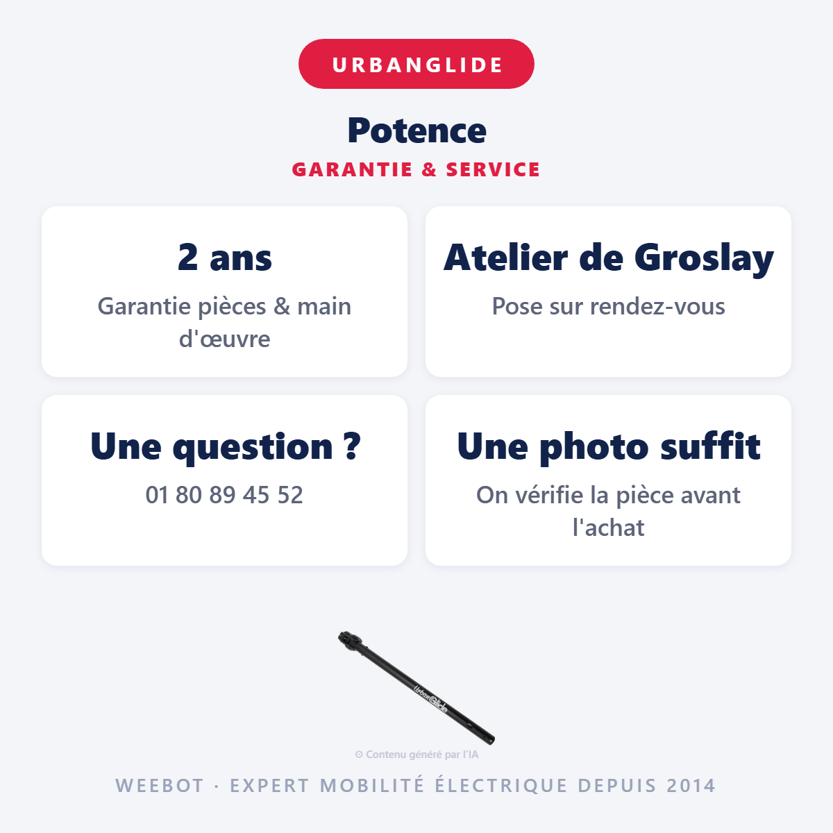 Potence : garantie 2 ans et service après-vente