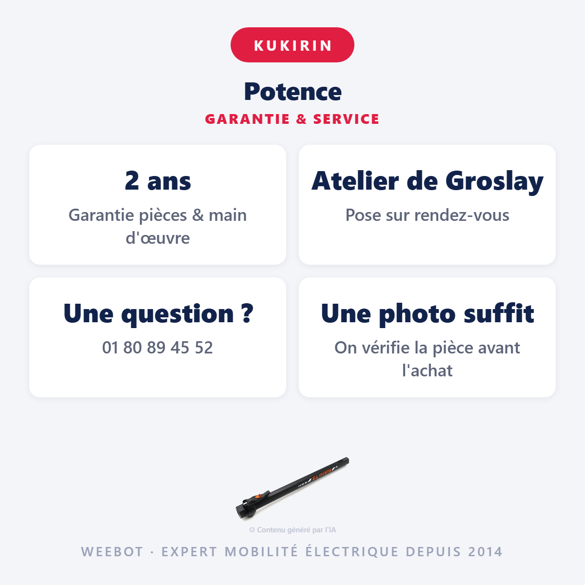 Potence : garantie 2 ans et service après-vente