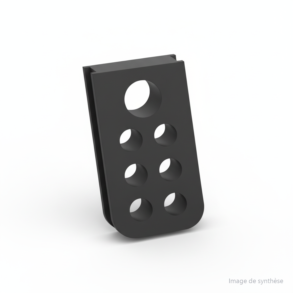 Modélisation 3D orange d'un passe-câble de deck arrière pour trottinette électrique Dualtron Popular