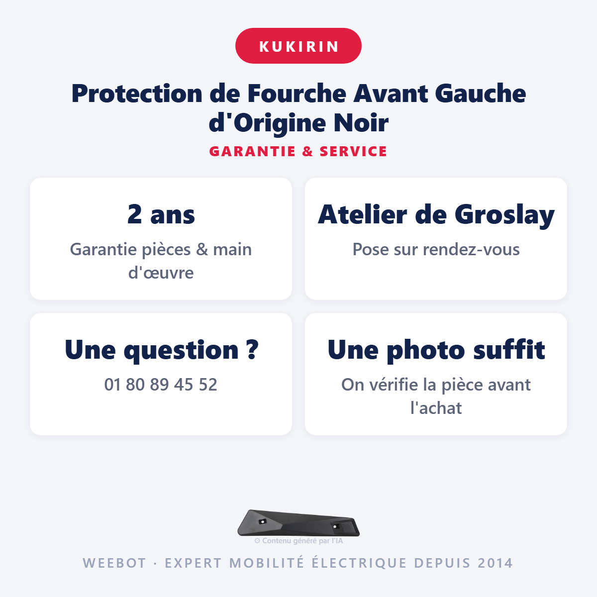 Protection de Fourche Avant Gauche d'Origine Noir : garantie 2 ans et service après-vente