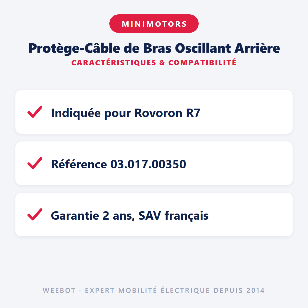 Protège-Câble de Bras Oscillant Arrière : caractéristiques et compatibilité