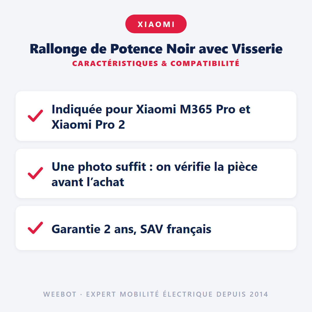 Rallonge de Potence Noir avec Visserie : caractéristiques et compatibilité