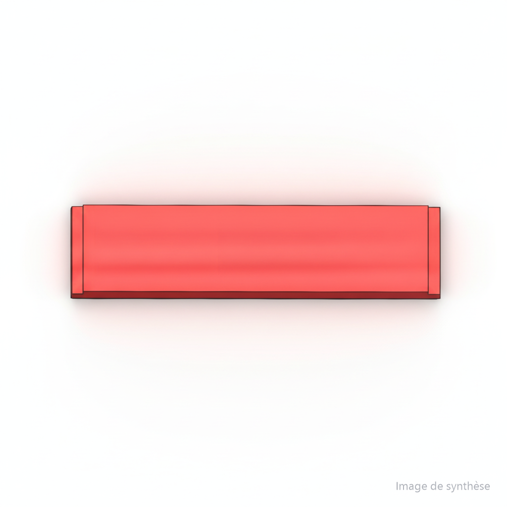 Réflecteur arrière rouge rectangulaire vu de face