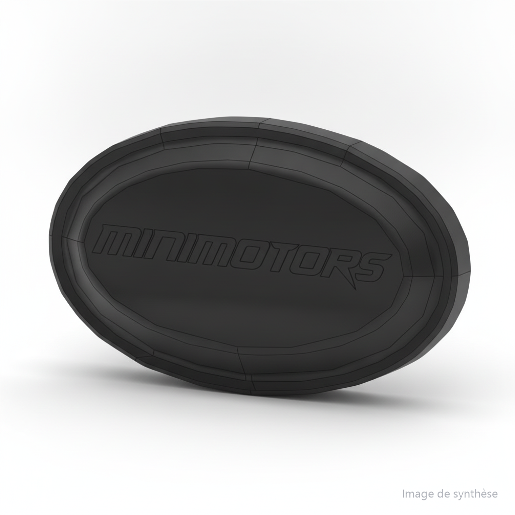 Réflecteur latéral gauche ovale estampillé du logo Minimotors
