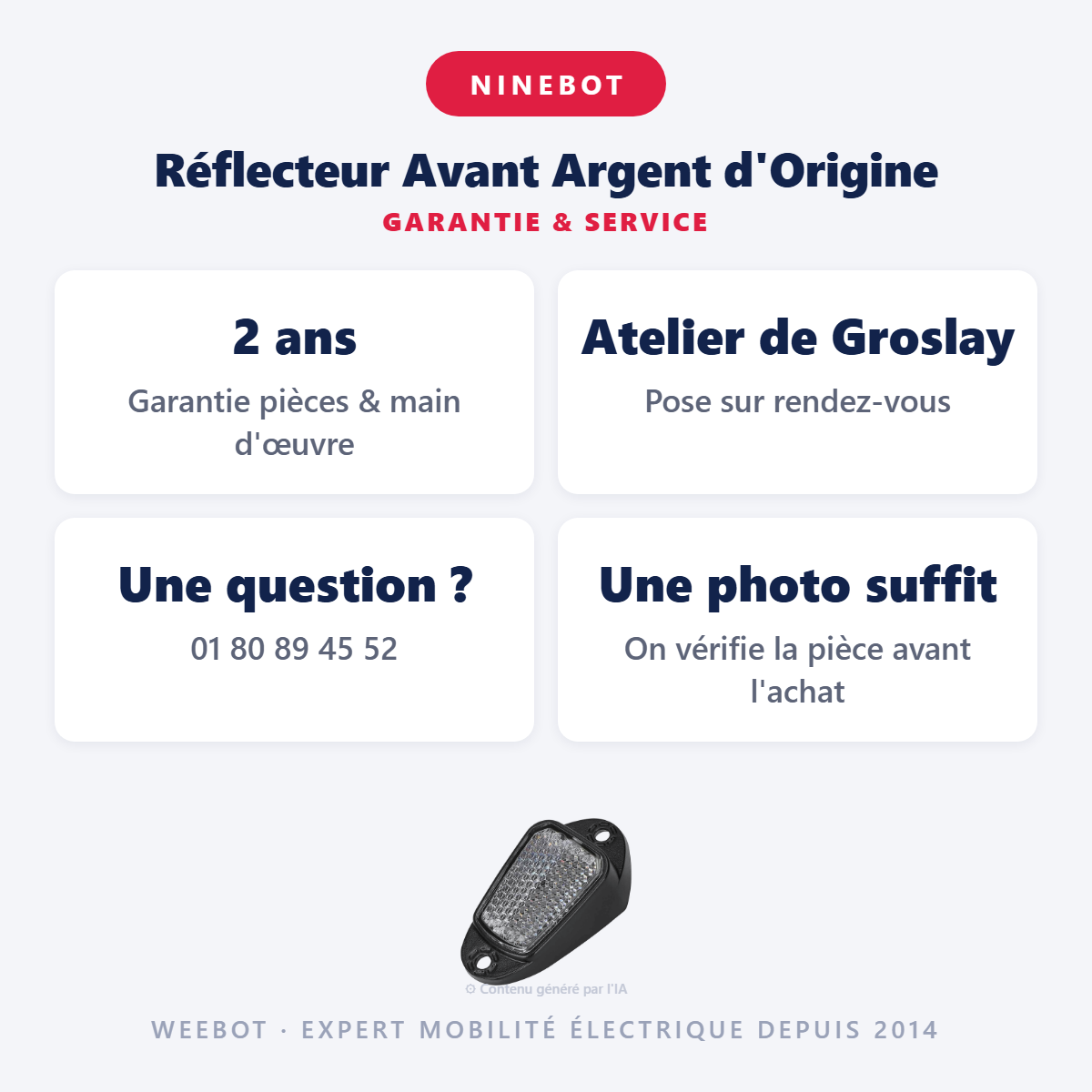Réflecteur Avant Argent d'Origine : garantie 2 ans et service après-vente
