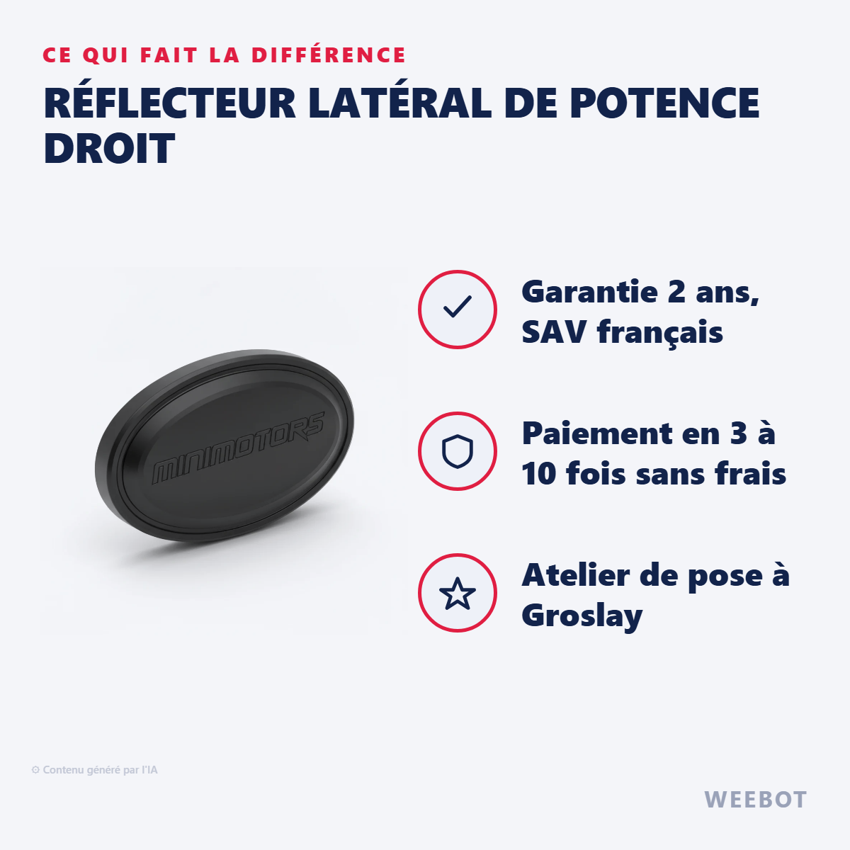Réflecteur Latéral de Potence Droit : les points forts