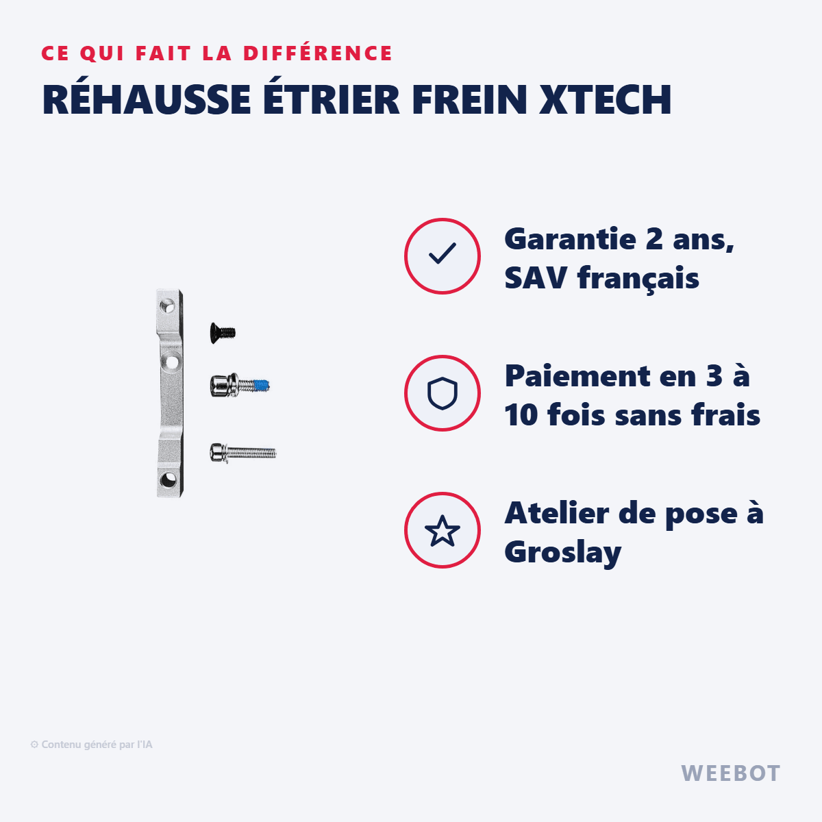 Réhausse Étrier Frein Xtech pour Trottinette Électrique Xiaomi M365 - Weebot