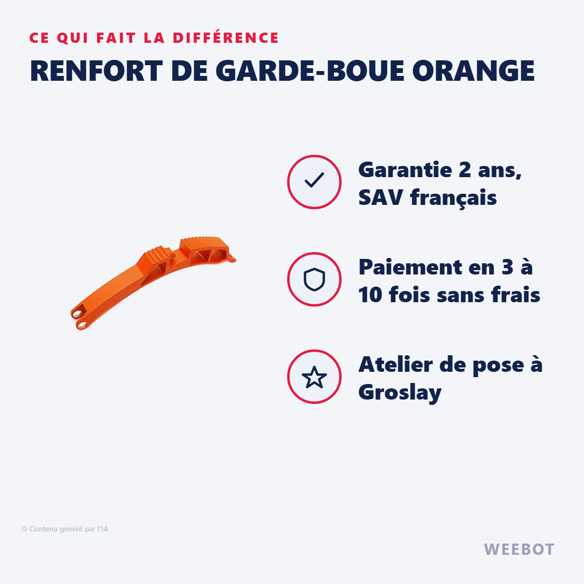 Renfort de Garde-Boue Orange : les points forts